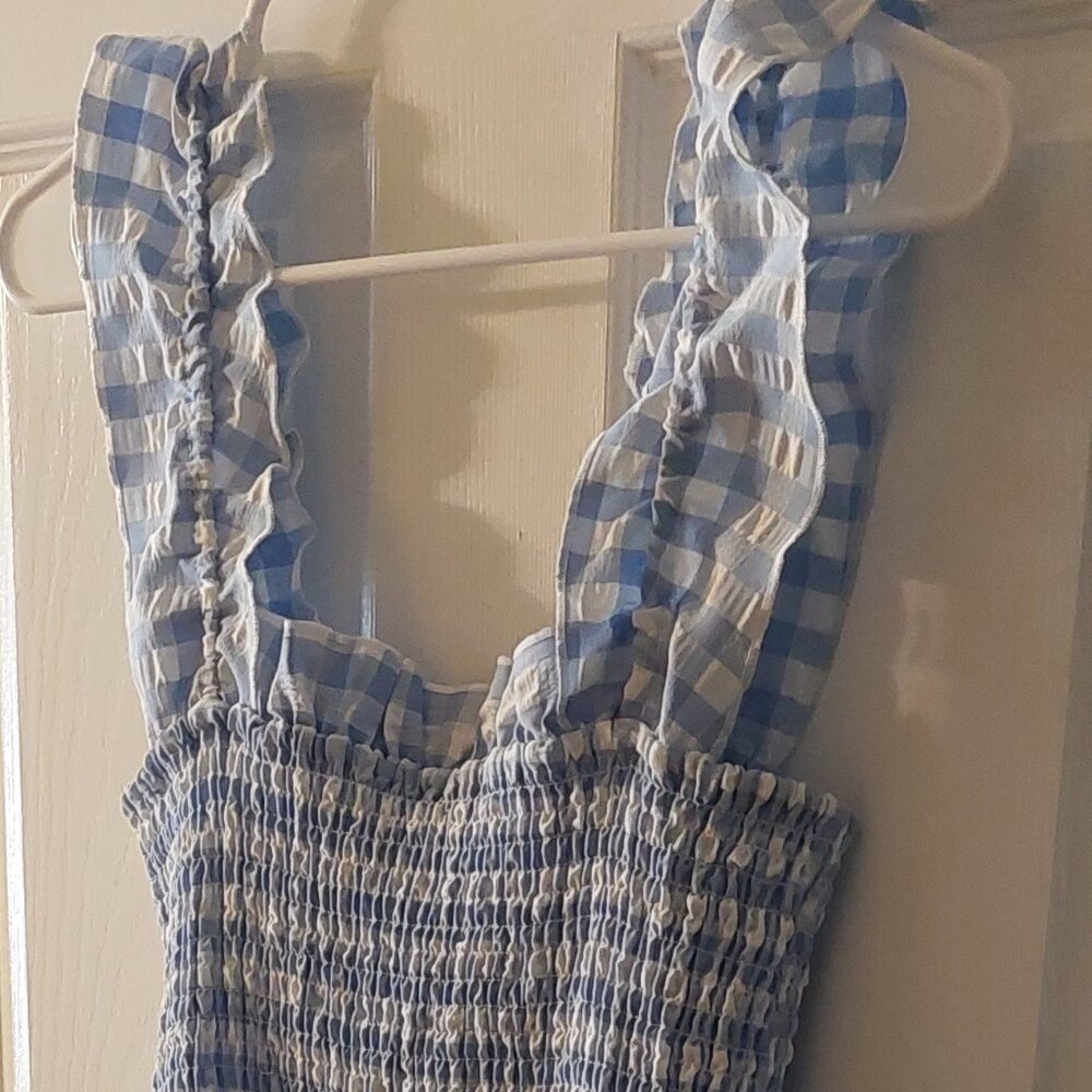 Blue & White Gingham check Sundress Plus Size 2XL Polyester blend